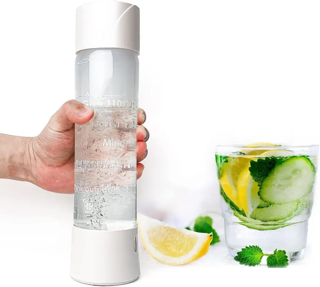 Tragbarer Sprudelwasser-Starter,Trinkwassersprudler,sprudelnde Soda-Maschine mit 750 ml Wasserflaschen Weiß